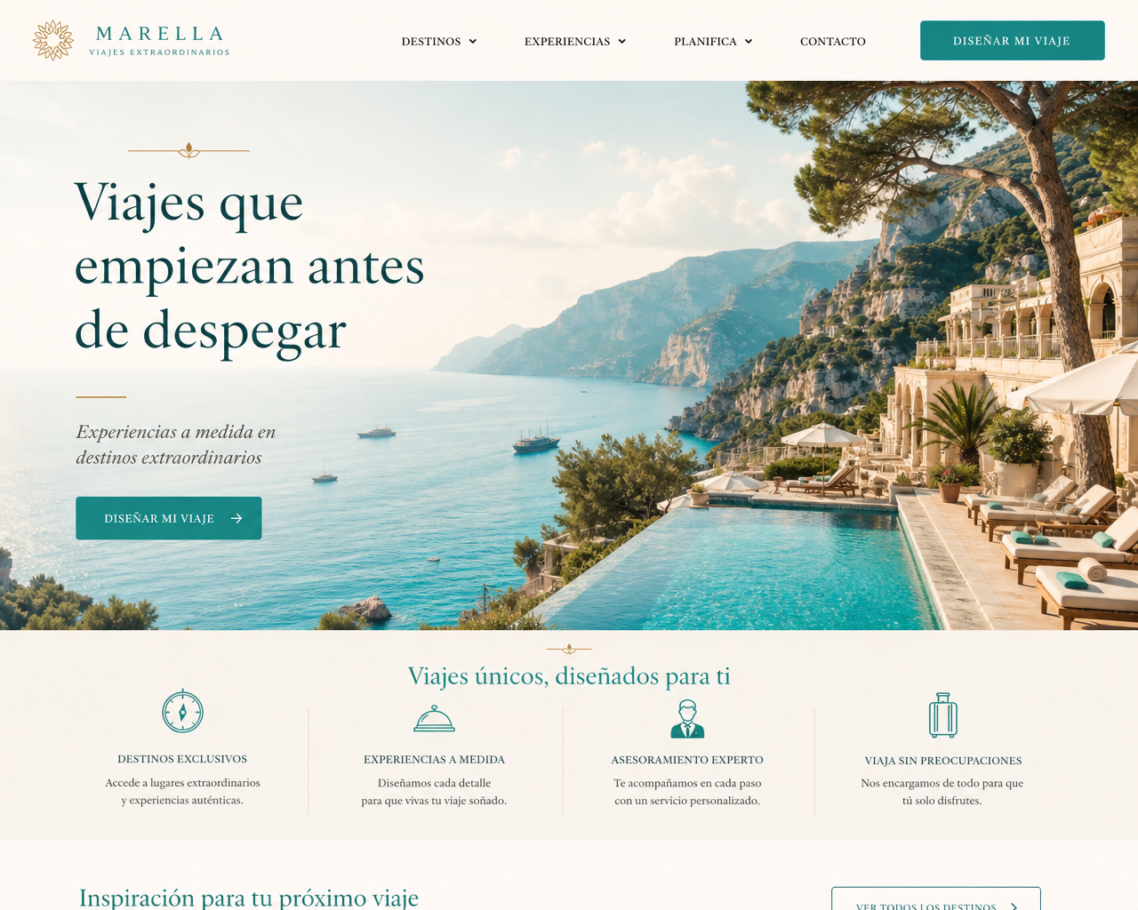 Landing page para agencia de viajes de lujo