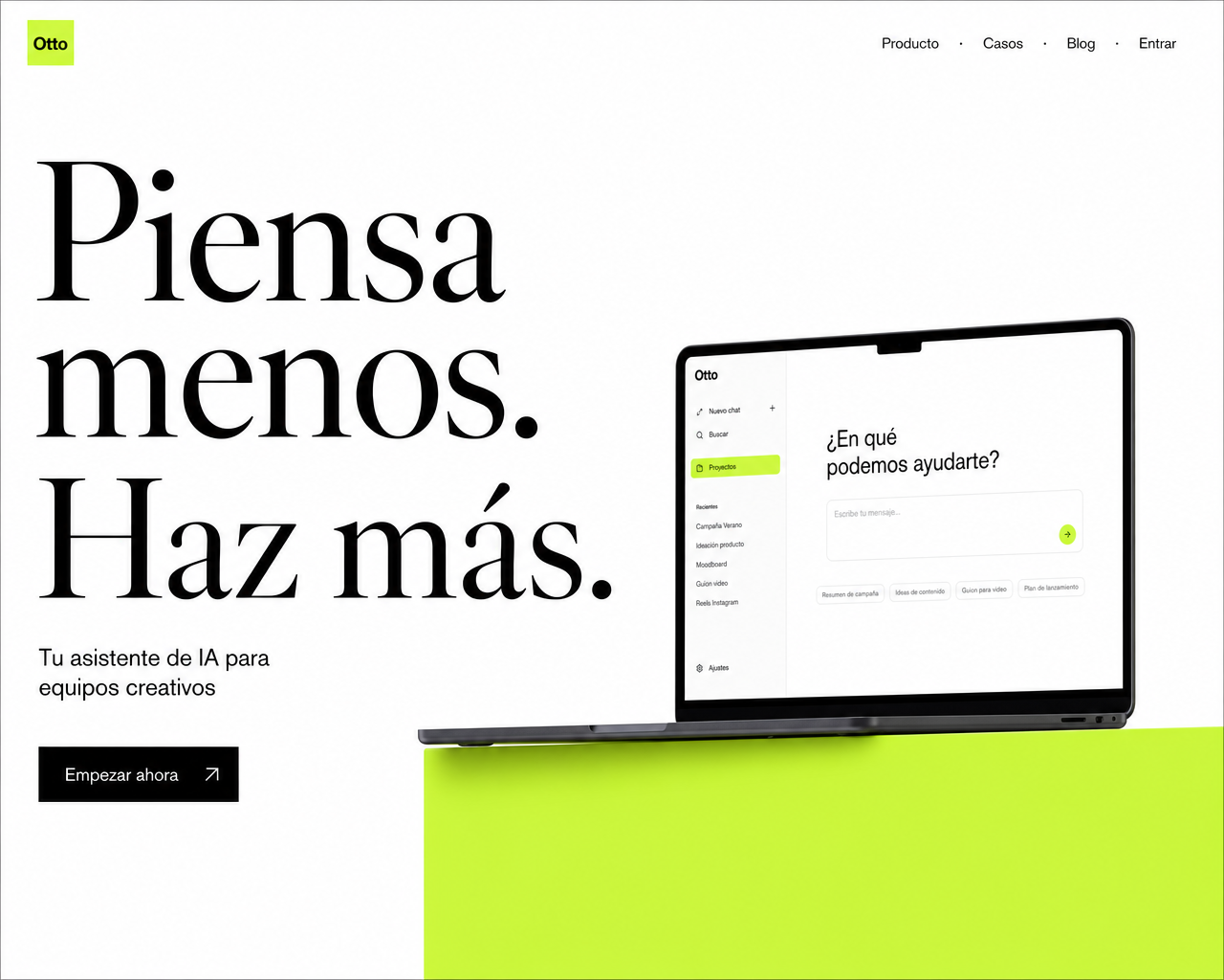 Diseño web para startup de productividad con IA