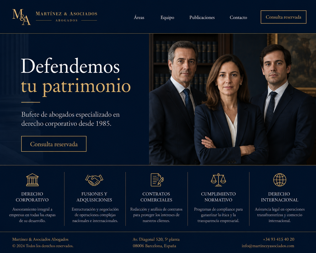 Landing page para bufete de abogados corporativo
