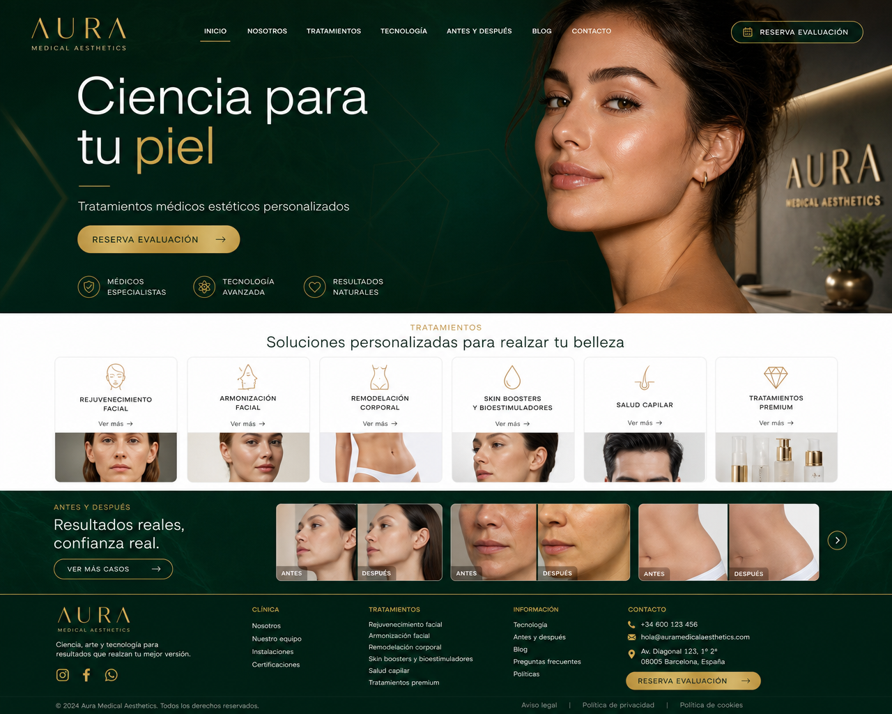 Web para clínica de estética médica de lujo