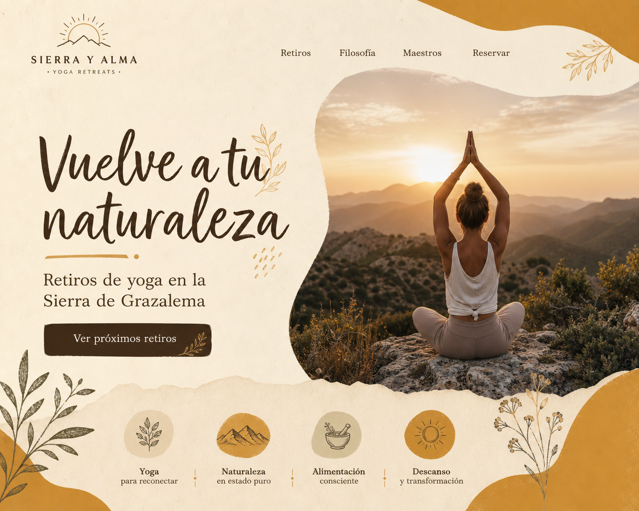 Web para retiro de yoga en la naturaleza