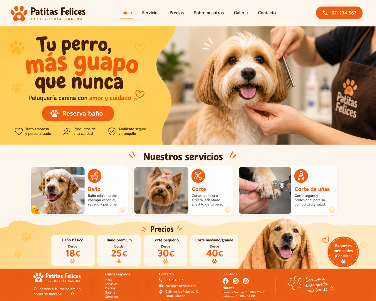 Web para peluquería canina profesional