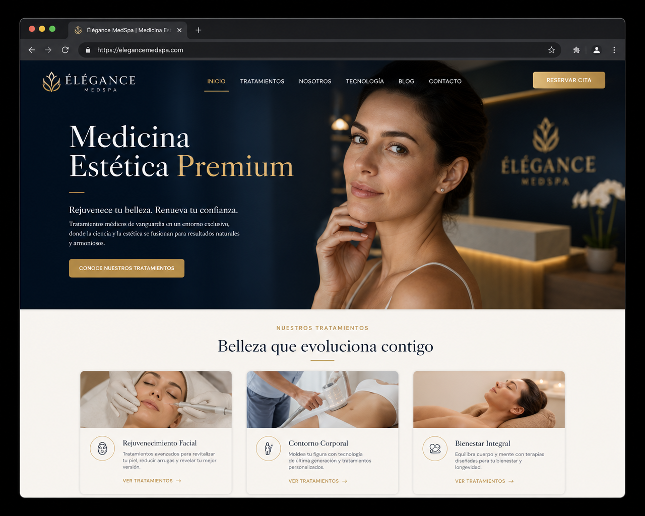 Ejemplo de web premium para clínica de medicina estética